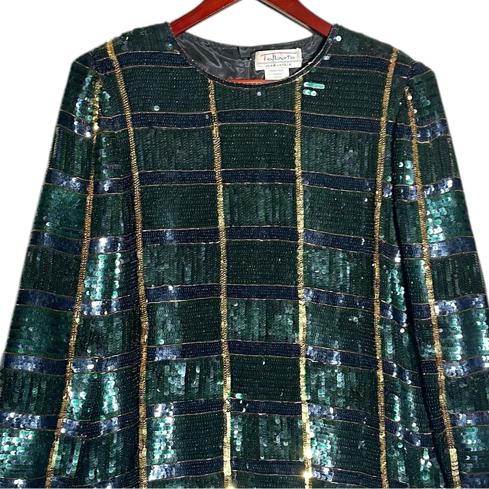 VINTAGE 80’s Sequined Silk-Lined Blouse - Picture 4 of 13